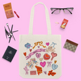 Load image into Gallery viewer, Amore Vintage-Inspired Graphic Coquette Collage Tote
