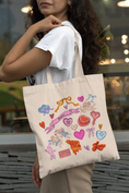 Load image into Gallery viewer, Amore Vintage-Inspired Graphic Coquette Collage Tote
